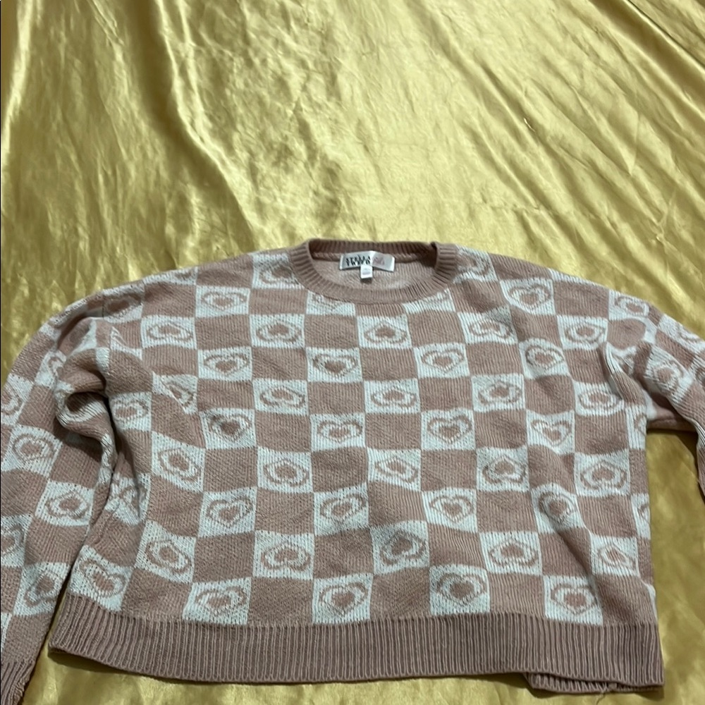 Stella Tweed Pink and Cream Crew Neck Sweater